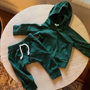Kids Green Hoodie and Sweatpants Set